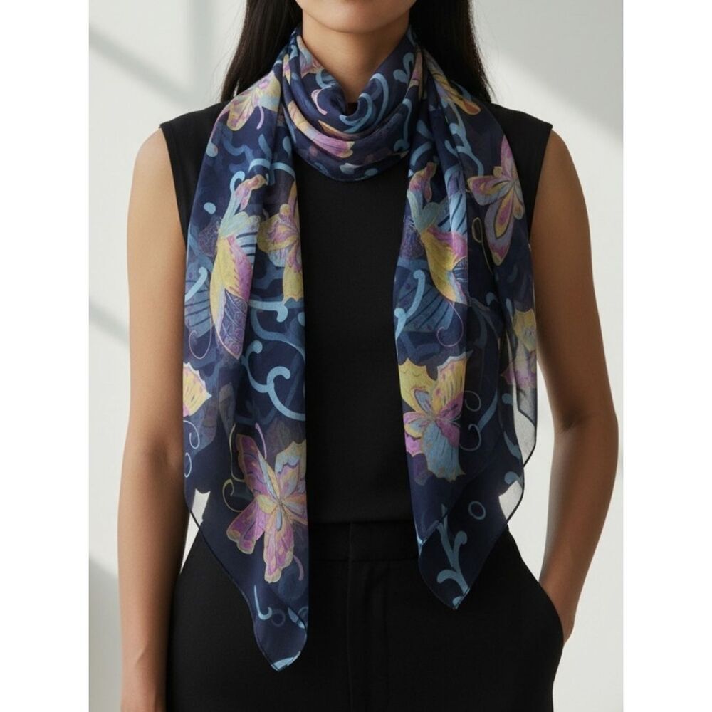 Sheer Butterflies Oblong Scarf 